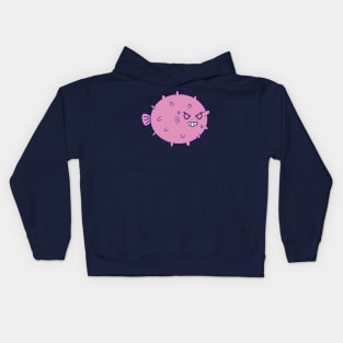 Kawaii Cute Menacing Pufferfish, Pufferfish Lover Kids Hoodie